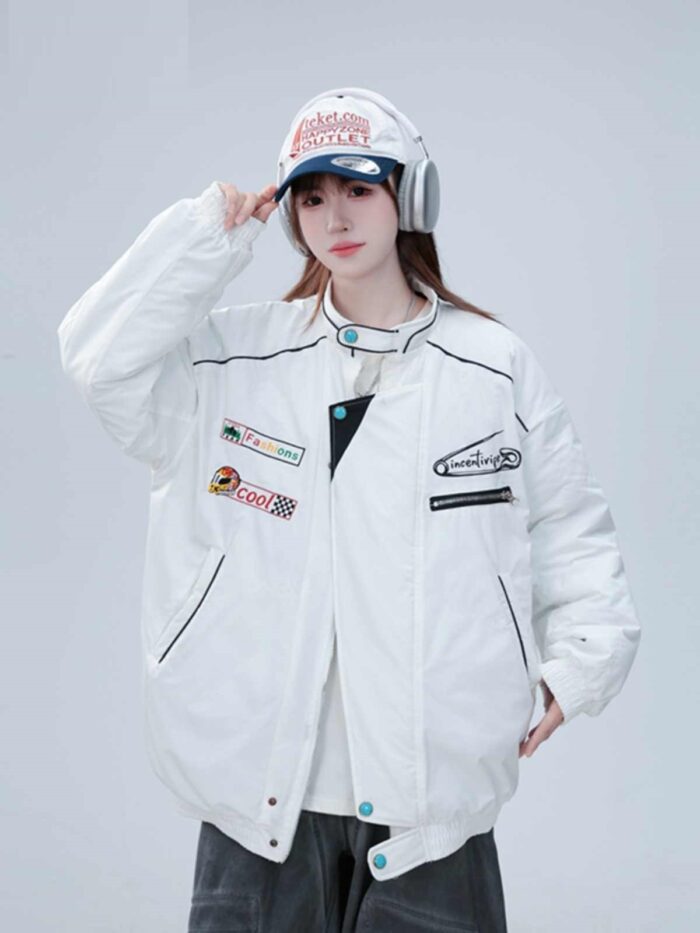 Thickening Embroidery Cotton Coat Winter Trendy Men And Women Couple Cotton-padded Clothes Coat - Image 4