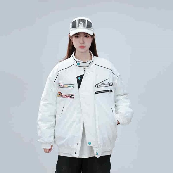 Thickening Embroidery Cotton Coat Winter Trendy Men And Women Couple Cotton-padded Clothes Coat - Image 5