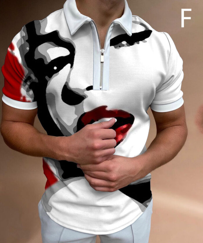 Shirts For Men Face Art Print Short Sleeve Tshirts Streetwear Mens - Image 4