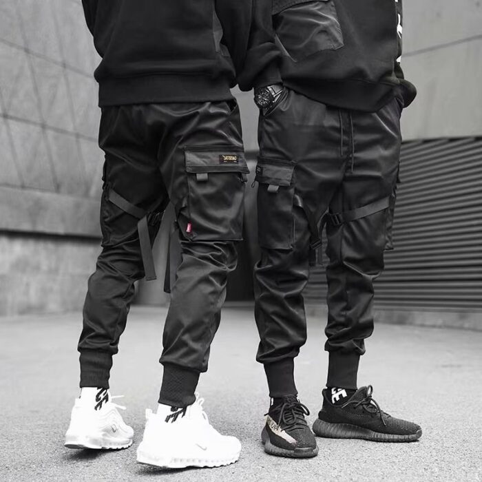 Ribbons Harem Joggers Men Cargo Pants Streetwear Hip Hop Casual Pockets Cotton Track Pants - Image 6