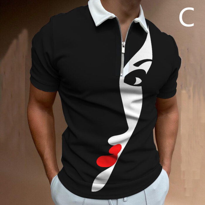 Shirts For Men Face Art Print Short Sleeve Tshirts Streetwear Mens - Image 3