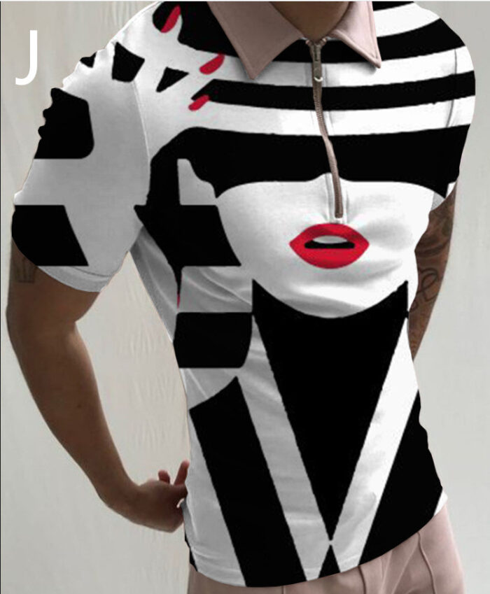 Shirts For Men Face Art Print Short Sleeve Tshirts Streetwear Mens - Image 9