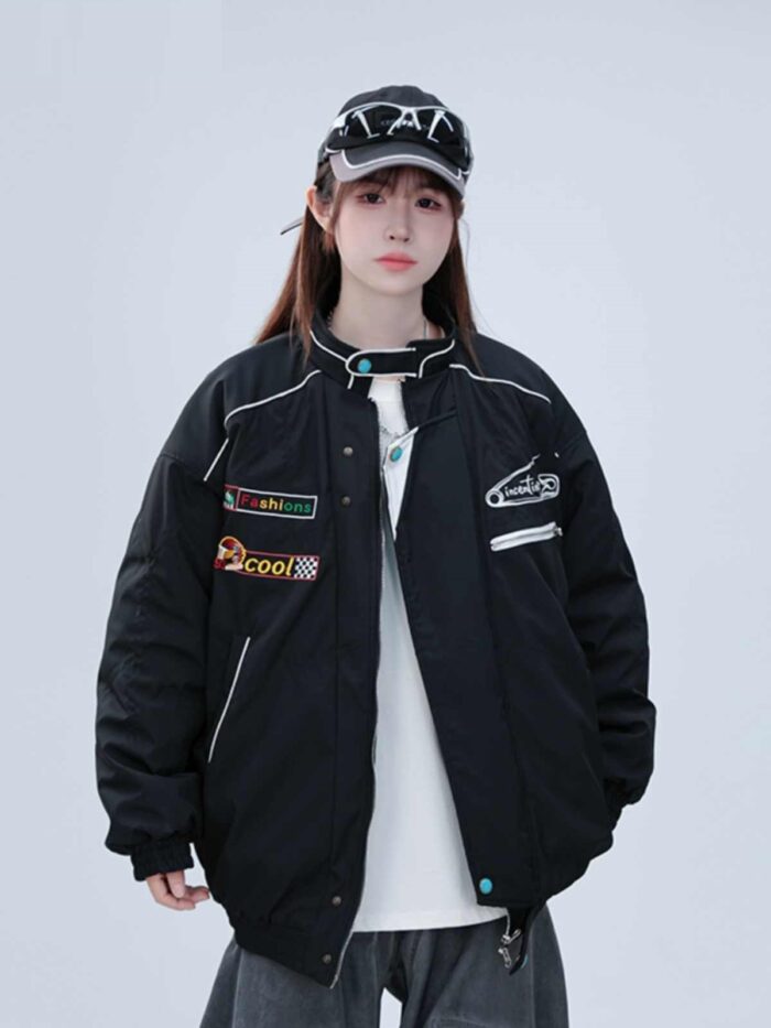 Thickening Embroidery Cotton Coat Winter Trendy Men And Women Couple Cotton-padded Clothes Coat - Image 2